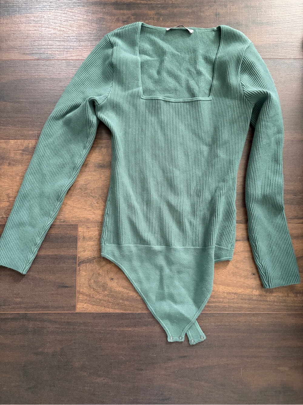 Abercrombie & Fitch Ribbed Long Sleeve Bodysuit - Green
